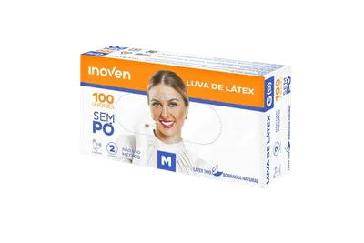 LUVA LÁTEX C/ PO M INOVEN COM 100