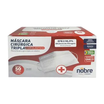 MÁSCARA CIRURGICA TRIPLA C/ ELASTICO COM 50 NOBRE