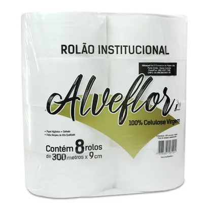 PAPEL HIGIÊNICO ROLAO EXTRA LUXO ALVEFLOR 300M COM 8