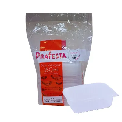 POTE 250ML RETANGULAR COM TAMPA C/ 24