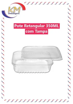 POTE 350ML RETANGULAR COM TAMPA C/ 24