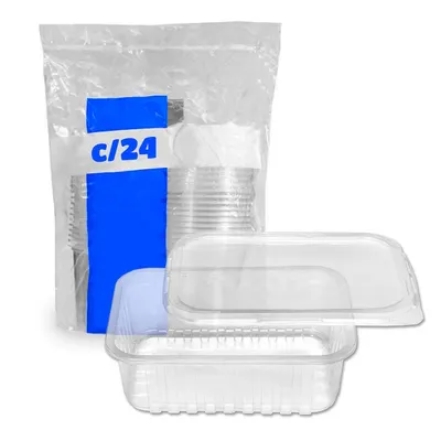 POTE 500ML RETANGULAR COM TAMPA C/ 24
