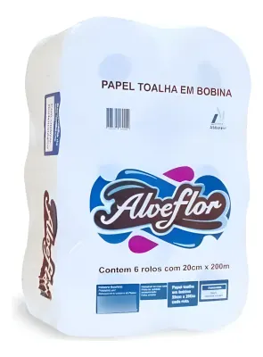 TOALHA BOBINA 100% CEL ALVEFLOR 200M COM 6 FD