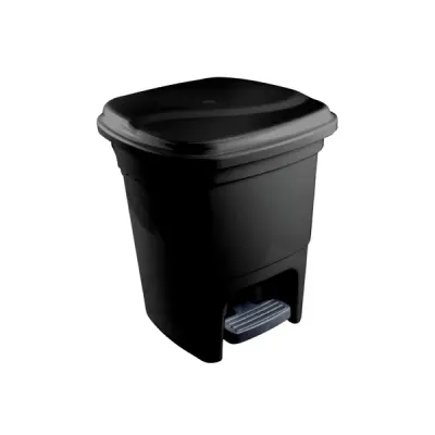 LIXEIRA REDONDA C/PEDAL 15L PLASVALE PRETO